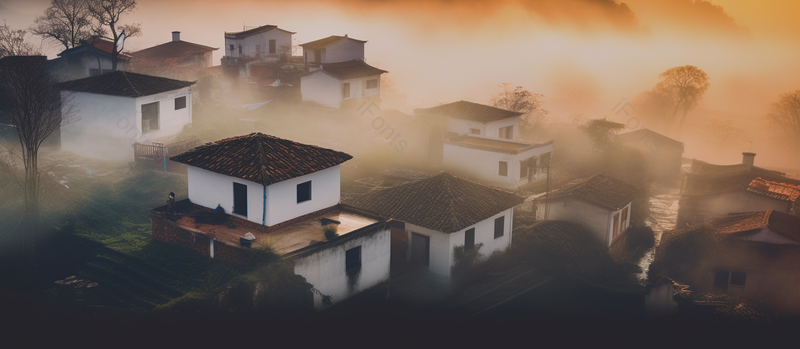 旅游婺源石城秋色山村晨雾景,高清,摄影图,摄影图片,图片大全,摄影图免费下载